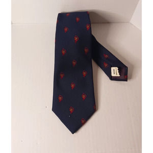 BARNEY's NEW YORK Men's Animal Print Navy Blue Red Tie